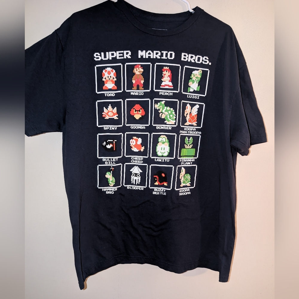 Super Mario Bros. Classic Characters Navy Blue T-Shirt Men's Size XL